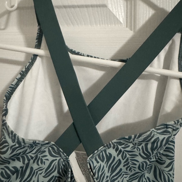 Girls Zara Teal and White Leaf-Print One-Piece Swimsuit - Picture 4 of 6